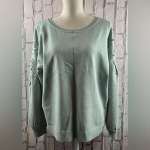Macy’s INC International Concepts :XL Women Pearl Pullover Antique Sage Crewneck